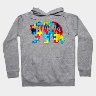 Autism Mama Bear Puzzle Pieces Mama Autism Awareness Month Hoodie